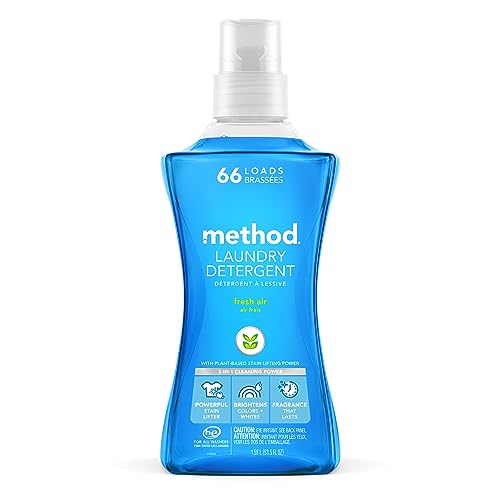 Method Liquid Laundry Detergent, Fresh Air, 66 Loads Per Bottle, Biodegradable Formula, Plant-Based Stain Remover, 53.5 Fl Oz (Pack of 1)