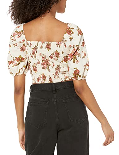 The Drop Women's Annie Sweetheart Neckline Puff Sleeve Smocked Back Top, Rosette Floral, M #TOP1