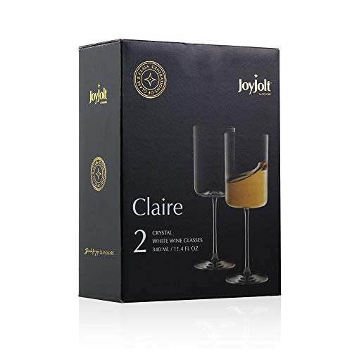 Joyjolt Claire 11.4Oz White Wine Glass Set. White Wine Glasses Set Of 2 Crystal Glasses. Elegant Stemware Stemmed Wine Glasses Made In Europe. Unique Wine Glasses, Modern Wine Glasses With Stem. #TOP5