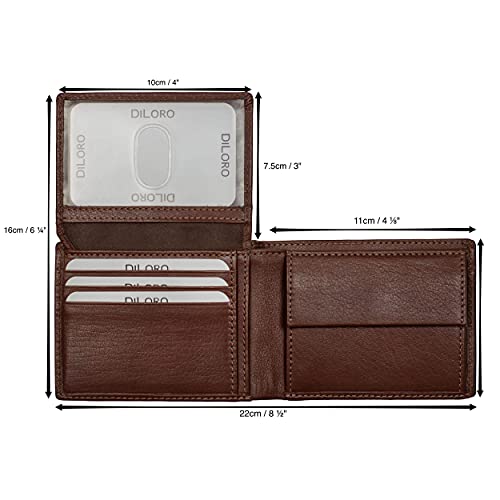 Wallets for Men Bifold RFID Leather Mens Wallet Flip ID Coin Compartment (Hickory Brown)4