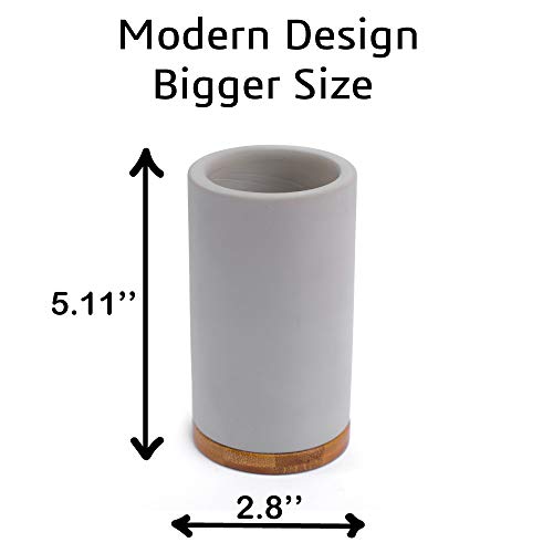 Matani Bamboo Toothbrush Holder Diatomite Tooth Brush Organizer - Storage Stand For Small Bathroom & Counter - Removable Base & Drain Holes, Water-Absorbent & Quick-Drying (Light Grey & Grey) #TOP3