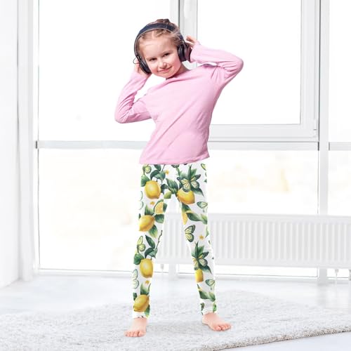 Green Butterfly Lemon Girls Leggings Kids Yoga Pants Dance Active Tights 4T4