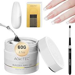 Aokitec Kit gel per ricostruzione unghie - Kit gel per unghie trasparente da 60 g Gel duro per unghie con 100 pezzi di forme per unghie Pennello per unghie in gel per estensione delle unghie