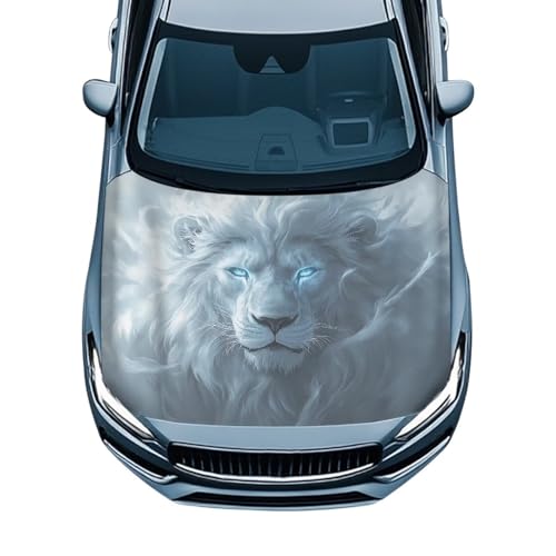 Yspwyqan Cool Lion Car Hood Cover All-Season Protection Car Hood Cover Protector Stretch Polyester Fabric Covers Removable Automotive Accessories Ft Fits Most Cars