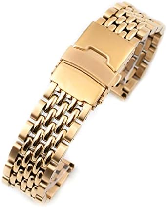 StrapHabit Beads of Rice Watch Bracelet Band Strap - Stainless Steel Vintage BOR 18mm 19mm 20mm 21mm 22mm 24mm (Yellow Gold, 19mm)