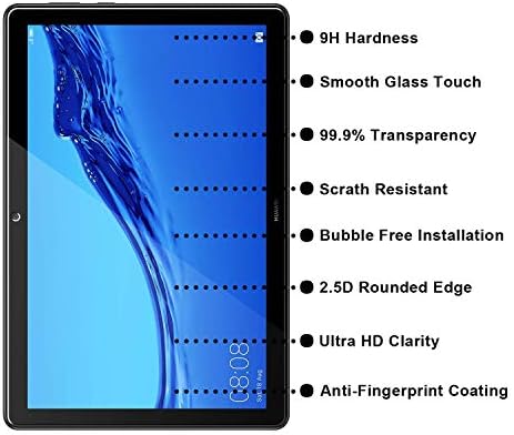 Mediapad T5 10 Screen Protector Glass - RBEIK Premium Tempered Glass Screen Protector for Huawei MediaPad T5 10-Inch Tablet with 9H Hardness Anti-Scratch Feature