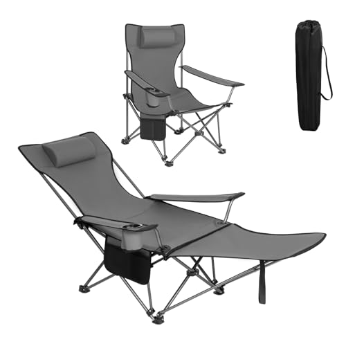 WOLTU Silla Camping Plegable, Tumbona Camping Portátil, Gris