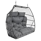 Sunnydaze Andrei Double Hanging Egg Chair with Cushion - 2-Person Outdoor Egg Chair - Includes Polyester Cushion - Dark Gray