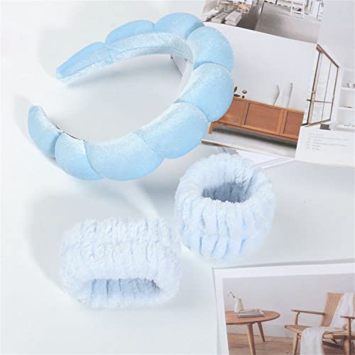 Cruoxibb Spa Headband With Washing Wristbands Scrunchies For Women,Puffy Headband For Washing Face,Skincare Headbands For Women Makeup Head Band For Skin Care,Hair Accessories #TOP3