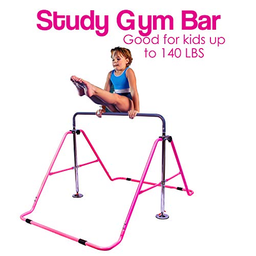 Upper Midland Products Gymnastic Bar for Girls, Adjustable Gymnastics Equipment for Home for Kids Training (Pink) - Thumbnail 5