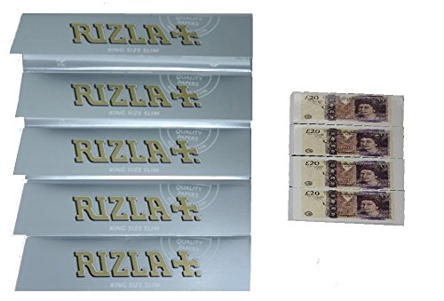 Rizla Silver Rolling Papers [5 Packs] with Money Tips Roaches [4 Booklets]