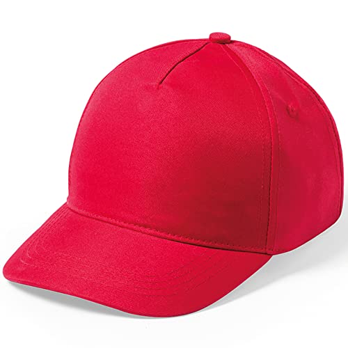 eBuyGB Kids Adjustable Pack of 10 Plain Baseball Cap for School, Girls Boys Junior Unisex Children's Hat (Red)