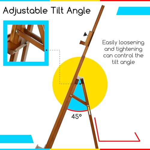 Image of MEEDEN Painting Wooden Art Easel: Solid Beechwood, Hold Canvas up to 43 inch
