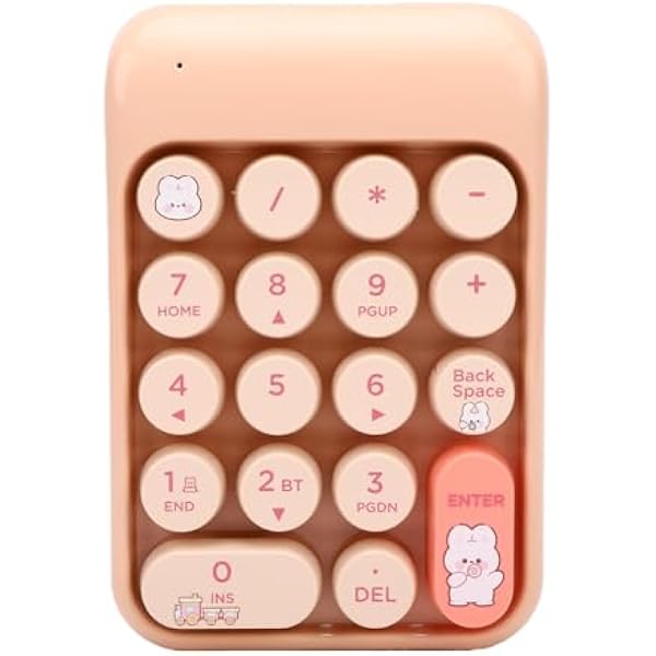 Bewinner Bezprzewodowa Klawiatura Numeryczna, 18 Klawiszy Klawiatura Numeryczna z łącznością 2,4G i Bluetooth, Ergonomiczne Wklęsłe Nakładki na Klawisze do Laptopa, Komputera (Kolor Herbaty Mlecznej)