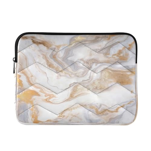 Funda para portátil con diseño mármol blanco y dorado 13-14 pulg.