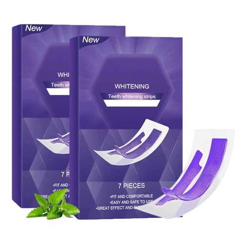 2 Strisce Sbiancanti Gialle,Kit Di Strisce Per Denti Naturali Viola,Strisces Sbiancanti Istantanee Per Denti Sensibili,Rimozione Efficace Delle Macchie,Bianco Intenso,Sicuro Lo Smalto