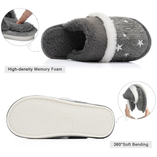 Image of GOEWY Cozy Slippers for Women Indoor and Outdoor Fuzzy House Shoes with Memory Foam Anti-Skid Sole Gifts for Women Mom Ladies