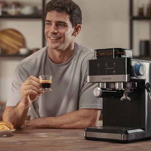 Cecotec Cafetière Express Power Espresso 20 Grind. 1 20 bars café avec vapeur 2 tasses écran tactile moulin réservoir de café 150 g et 1 7 eau mousse thermoblock sécurité - vue 10