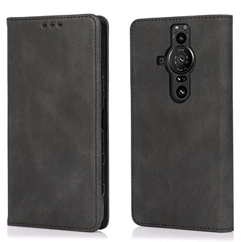 Boukkin For Xperia Pro-I ケース 手帳型 スマホケース カードポケット付き財布型 高級PU合皮 サイドマグネット ストラップホール付き スタンド機能 落下防止 耐衝撃 全面保護 Xperia Pro-I XQ-BE42 ケース 手帳型