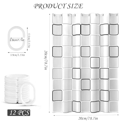 PVFZXS Duschvorhang 200x200 cm, PEVA Anti-Schimmel Wasserdicht Waschbar Duschvorhang mit 12 Ringen, für Dusche und Badewanne