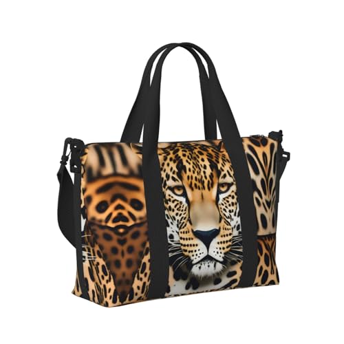 Animal Leopard print Gym Bag for Women,Carry on Weekender Overnight Duffle Bag,Personal Item Tote Bag3