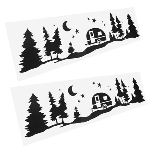 Calcomanías de vinilo de luna y árbol 2 piezas de PET negro para autocaravanas