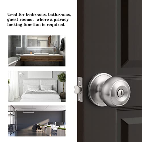 Probrico DL609SNBK-SG6PACK Privacy Interior Door Knobs Bed And Bath Handles Keyless Sain Nickel Locksets thumb #2