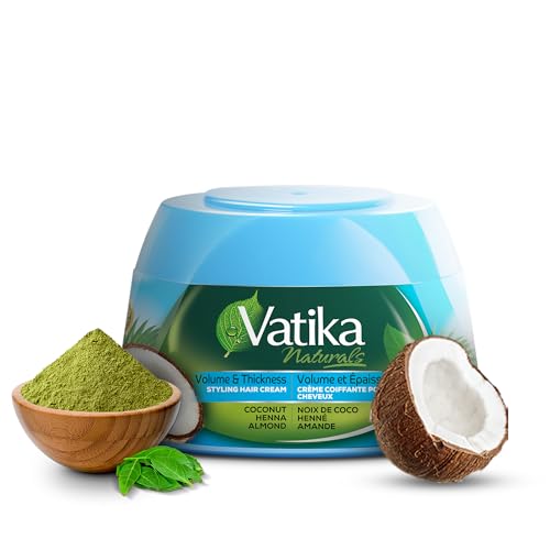 Vatika Naturals Hair Cream - Volume & Thickness (210ml, Coconut) | Enriched with Coconut, Henna & Almond for Boosted Volume and Stylish, Lively Hair