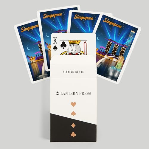 Lantern Press Singapore Retro Skyline, 52 cartas póker miniatura 6