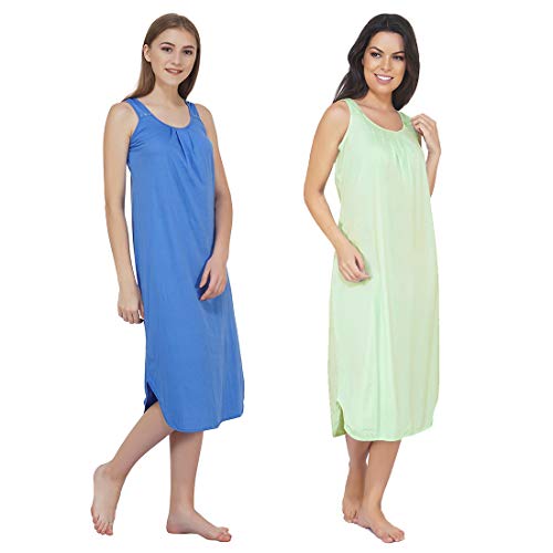 Image of BLAZON Women's Cotton Hosiery Solid Maxi Nighty Slip (Pack of 2) Available Sizes: S, M, L, XL, 2XL, 3XL, 4XL, 5XL
