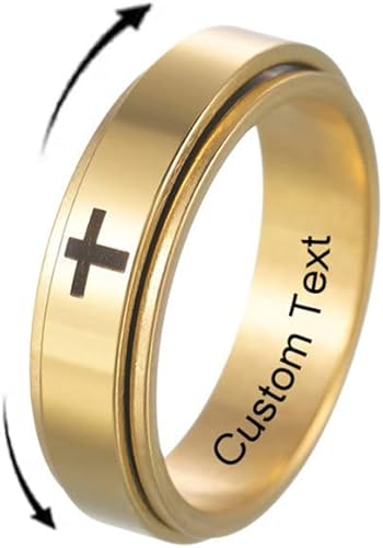 Miniatura 2 de Anillos giratorios para la ansiedad, anillo de ajuste cómodo, regalos para el estrés, acero inoxidable, banda de luna