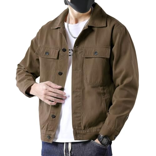 Image of SANGTREE Men's Trucker Jacket Lightweight Jacket Cotton Casual Outerwear With Pockets