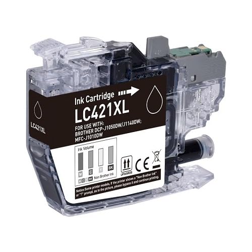 Inkpro Cartucho de tinta compatible con Brother LC-421 XL BK negro para DCP-J1050 DW, DCP-J1140 DW, DCP-J1800 DW, MFC-J1010 DW.