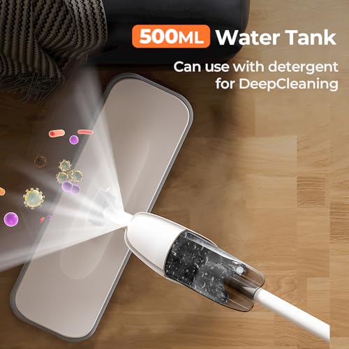Image of ScrubWiz Spray Mop, Wet Dry Hardwood Floor Cleaning Mop with Washable Reusable Pad, with 500ML Sprayer for Tile, Wood, Laminate, Vinyl & Marble Floor Cleaning, Off-White