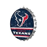 FOCO Houston Texans NFL Metal Bottlecap Wall Sign, 13 Inch — Distressed Vintage Style, Officially Licensed