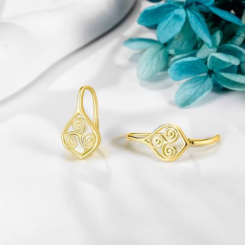 POPLYKE Celtic Earrings 925 Sterling Silver Plated Gold Celtic Leverback Earrings Celtic Knot Jewelry for Women4