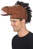 Brauner Hut mit freundlichem Pferdegesicht für Damen und Herren, Perfekt zu Karneval, Halloween oder Themenpartys