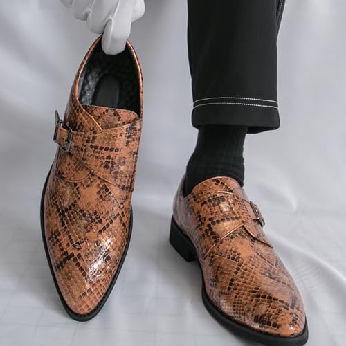 Men's Chunky - Heeled Monk Strap Loafers, Fashionable Classic Pointed - Toe Slip - on Low - top Business Formal Shoes3