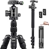 VICTIV Camera Tripod 81 inches Monopod, Aluminum Travel Tripod for DSLR, Lightweight Tripod Loads Up to 30 lbs with 360 Degree Ball Head and Carry Bag for Travel and Work - AT26 Black