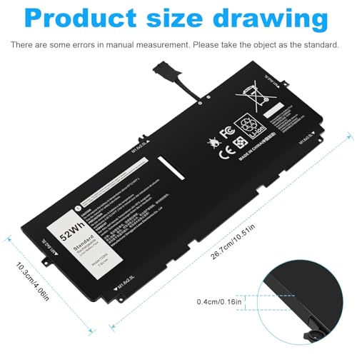 Image of ASUNCELL 52Wh 722KK Laptop Battery Replacement for Dell XPS 13 9300 XPS 13 9310 XPS 13 9380 P117G P117G002 P117G001 Series Notebook 0WN0N0 WN0N0 02XXFW 2XXFW FP86V 7.6V 6800mAh