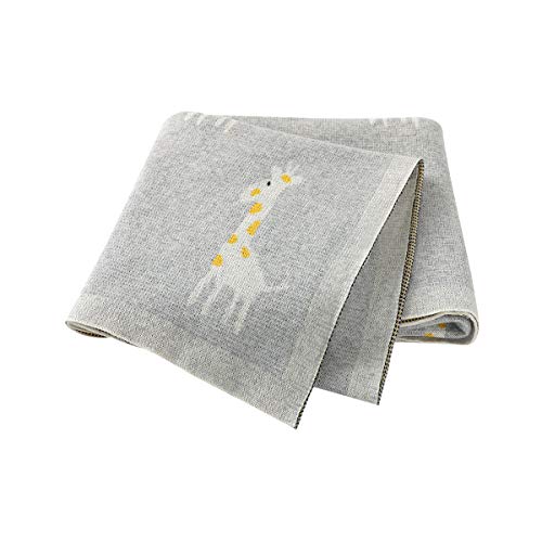 mimxiong - Manta de algodón suave para bebé con jirafa gris, tamaño 100 x 80 cm (Gris) Cover