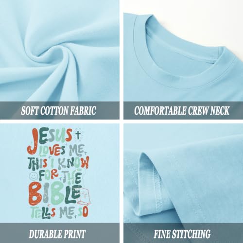 Image of Christian Shirts for Boys Kids Jesus Loves You Bible Verse God T Shirts Religious Faith Cute Graphic Tees Casual Tops