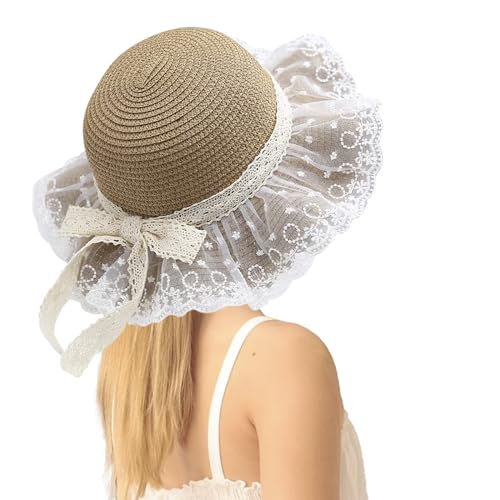 Girl Sunscreen Hat Summer Kids Sunshade Straw Hat Lace Princess Beach Hat Outdoor Fisherman Hat for 2-7 Years Old Gift2