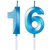 Velas azules de 16 y 61 cumpleaños para pasteles, bodas y celebraciones
