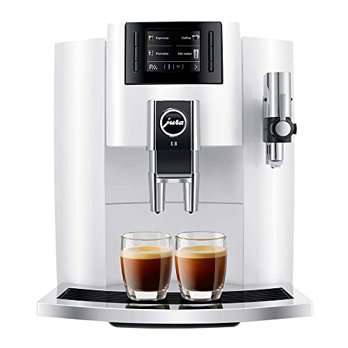 Jura E8 Automatic Espresso Machine (Piano White) With Glass Milk Container (2 Items) #TOP1