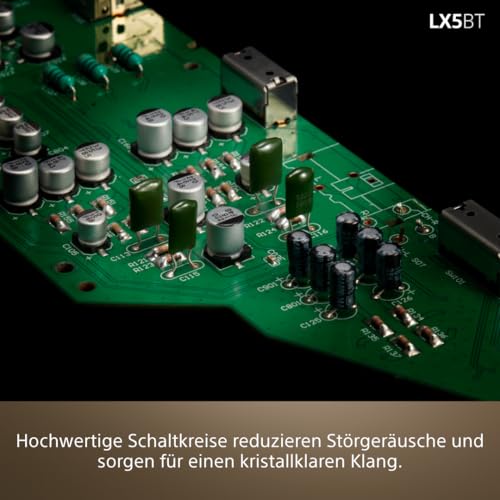 Sony PS-LX5BT Premium-Bluetooth-Plattenspieler mit vollautomatischer Wiedergabe, Riemenantrieb, hochwertiger Tonabnehmer, Hi-Res Audio, integrierter Phono-Vorverstärker, 3 Verstärkungsmodi – Schwarz