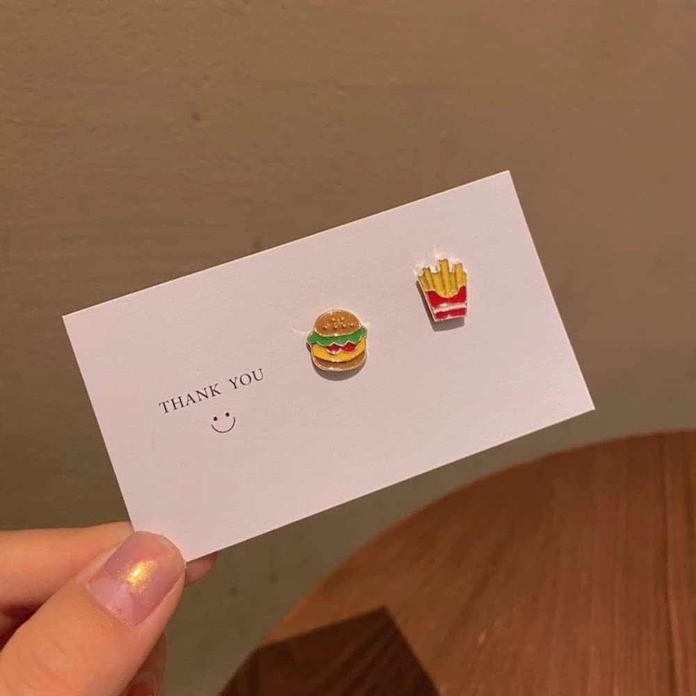 Cute Hamburgers French Fries Stud Earrings Sterling Silver Pins Cartoon Small Stud Earrings Statement Studs Lovely Ear Jewelry Gifts for Girls Women Xmas