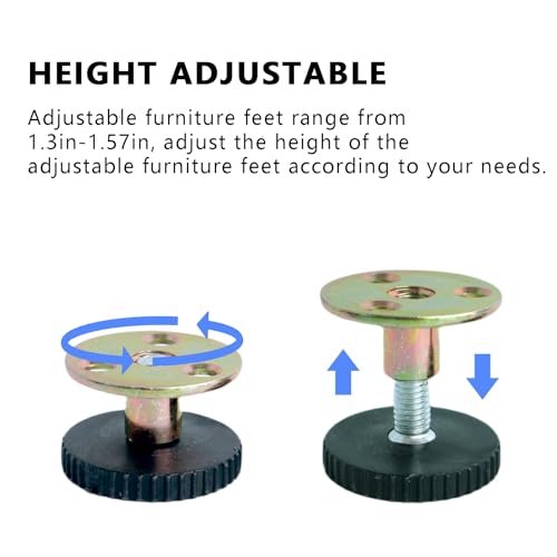 VINEST 8 Stück Möbelfüße Verstellbar 25-40mm, Anti-Kollisions Verstellbare Möbelfüße, Schrank Füße für Möbel, Möbelfüße Höhenverstellbar, Höhenverstellbare Füße für Betten Sofas