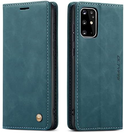 QLTYPRI Case for Samsung Galaxy S20 Ultra, Vintage PU Leather Wallet Case Card Slot Kickstand Magnetic Closure Shockproof Flip Folio Case Cover for Samsung Galaxy S20 Ultra - Blue