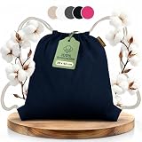 Naturstube® Turnbeutel Baumwolle Navy Blau (1 Stück, 38 x 42 cm) Oeko-TEX® zertifiziert | Stoffbeutel & Sportbeutel zum Bemalen | Jute Beutel für Damen, Herren & Kinder | Plastikfrei verpackt